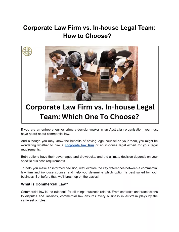 corporate law firm vs in house legal team