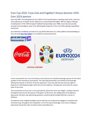 Euro Cup 2024 Coca-Cola and Engelbert Strauss become UEFA Euro 2024 sponsor
