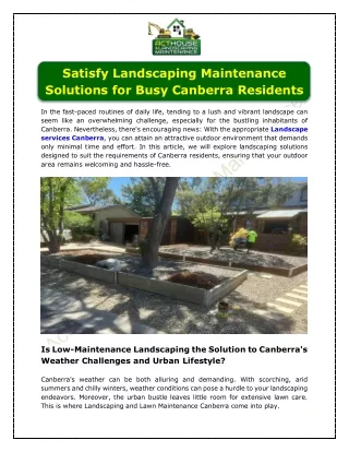 Satisfy Landscaping Maintenance Solutions for Busy Canberra Residents
