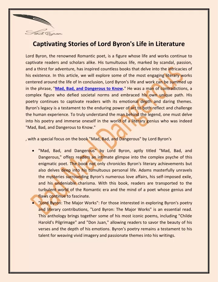 captivating stories of lord byron s life