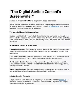 The Digital Scribe Zomani's Screenwriter