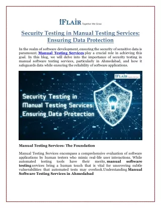 Security Testing in Manual Testing Services Ensuring Data Protection