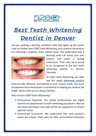 5280 Teeth Whitening: Best Teeth Whitening Dentist in Denver