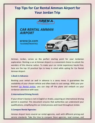 Car Rental Amman Airport