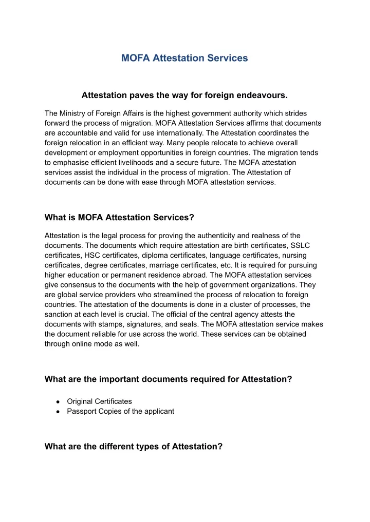 mofa attestation services