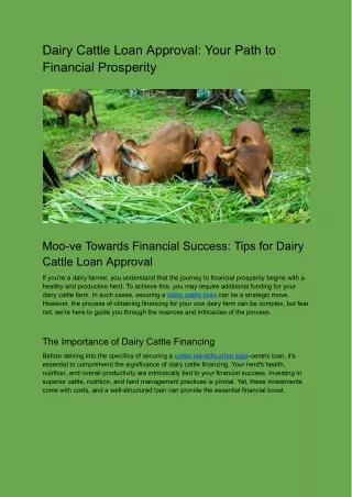 Dairy Cattle Loan Approval_ Your Path to Financial Prosperity