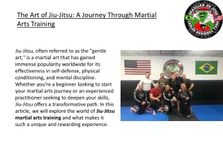 The Art of Jiu-Jitsu A Journey Through Martial Arts Training