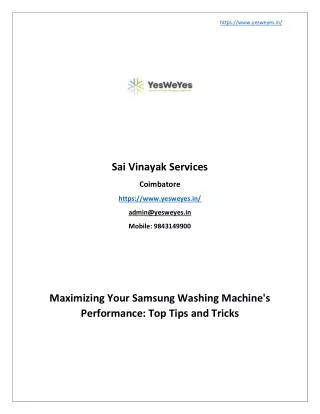 Maximizing Your Samsung Washing Machine's Performance Top Tips and Tricks