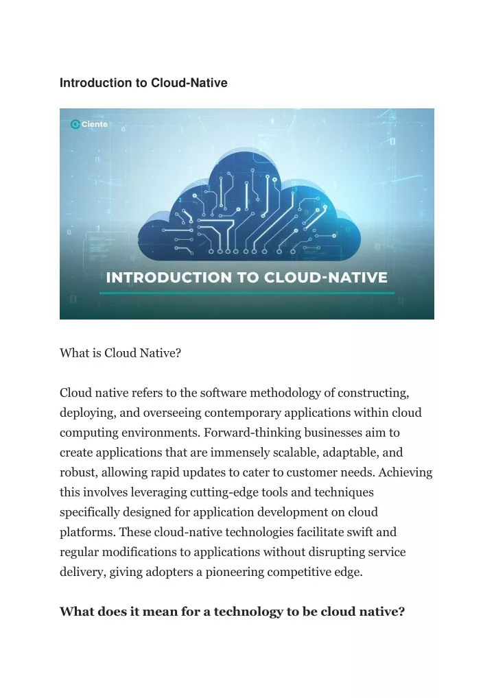introduction to cloud native