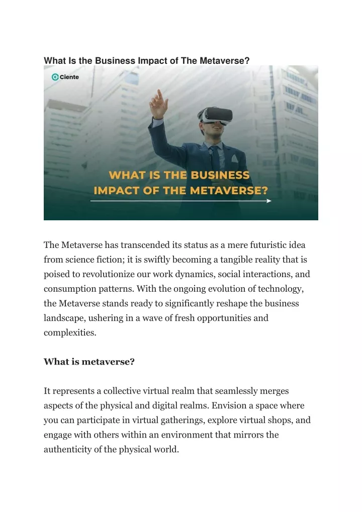 what is the business impact of the metaverse