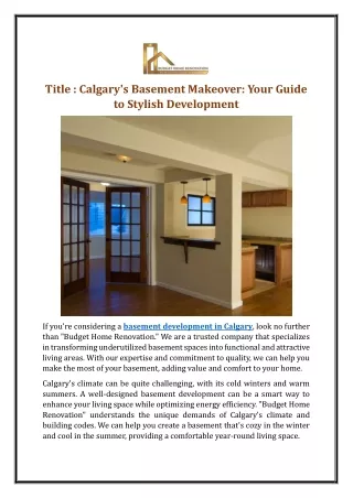 Calgary's Basement Makeover: Your Guide to Stylish Development
