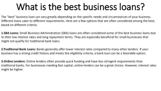 What is the best business loans