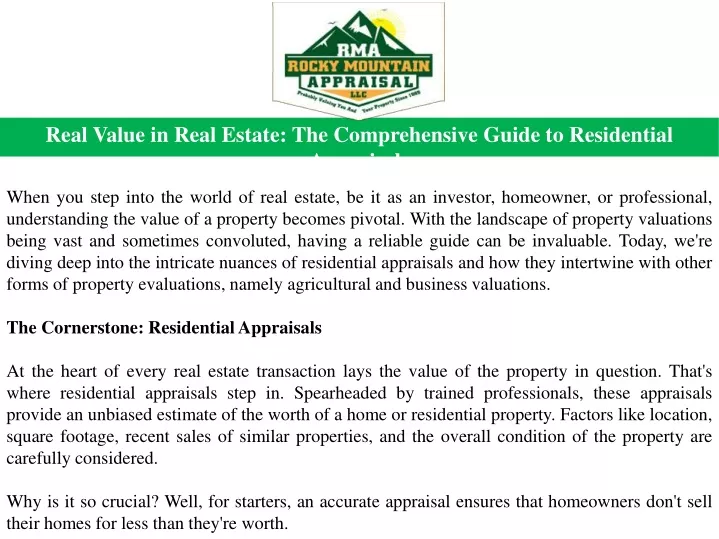 PPT - Real Value in Real Estate The Comprehensive Guide to Residential 