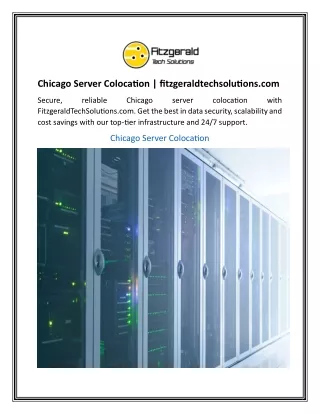 Chicago Server Colocation  fitzgeraldtechsolutions