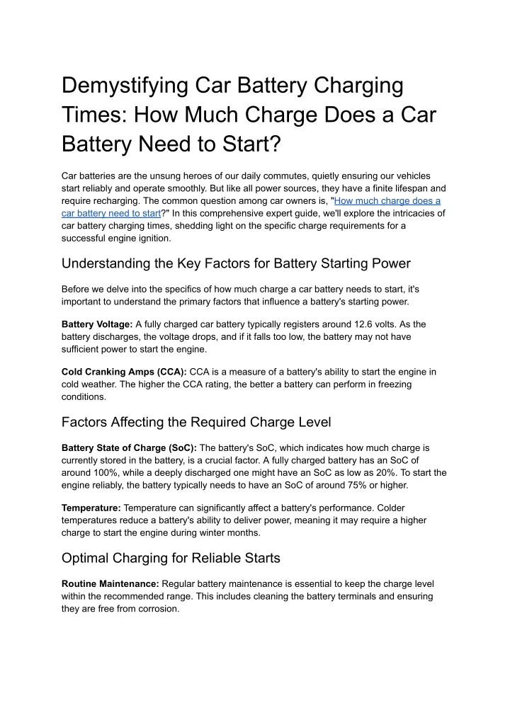 demystifying car battery charging times how much