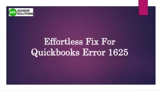 Effortless Fix For QuickBooks Error 1625