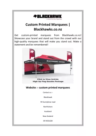 Custom Printed Marquees  Blackhawks.co.nz