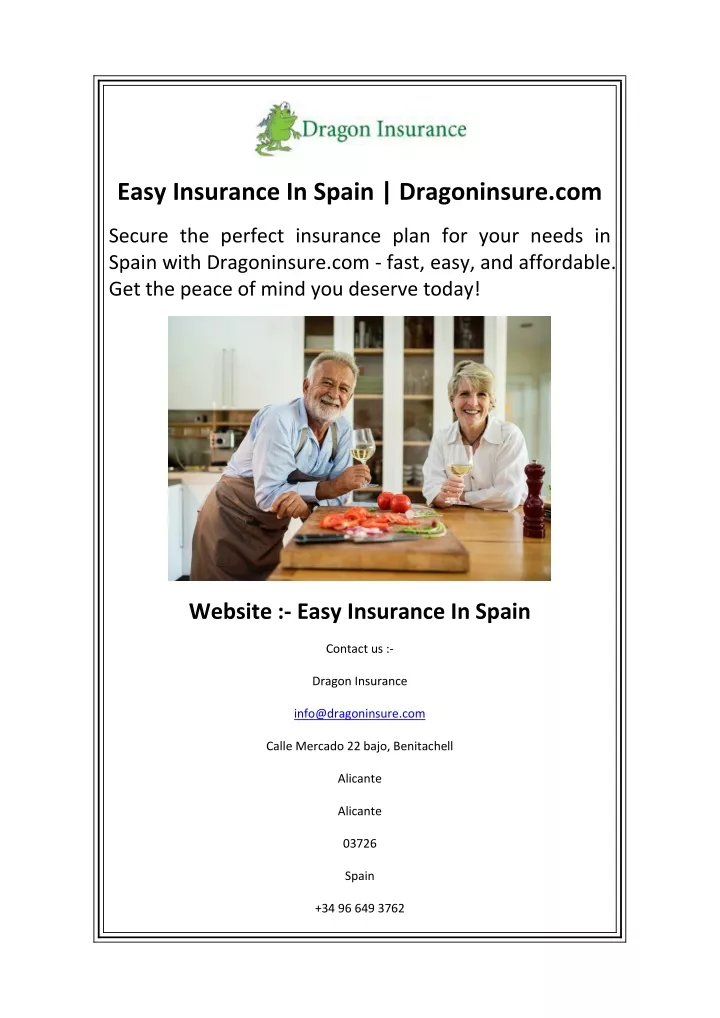 easy insurance in spain dragoninsure com