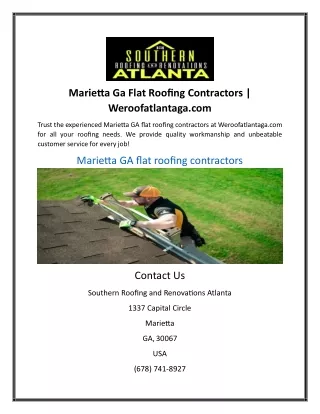 Marietta Ga Flat Roofing Contractors | Weroofatlantaga.com