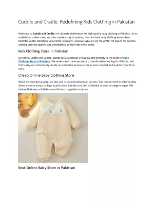 Cuddle and Cradle: Redefining Kids Clothing in Pakistan