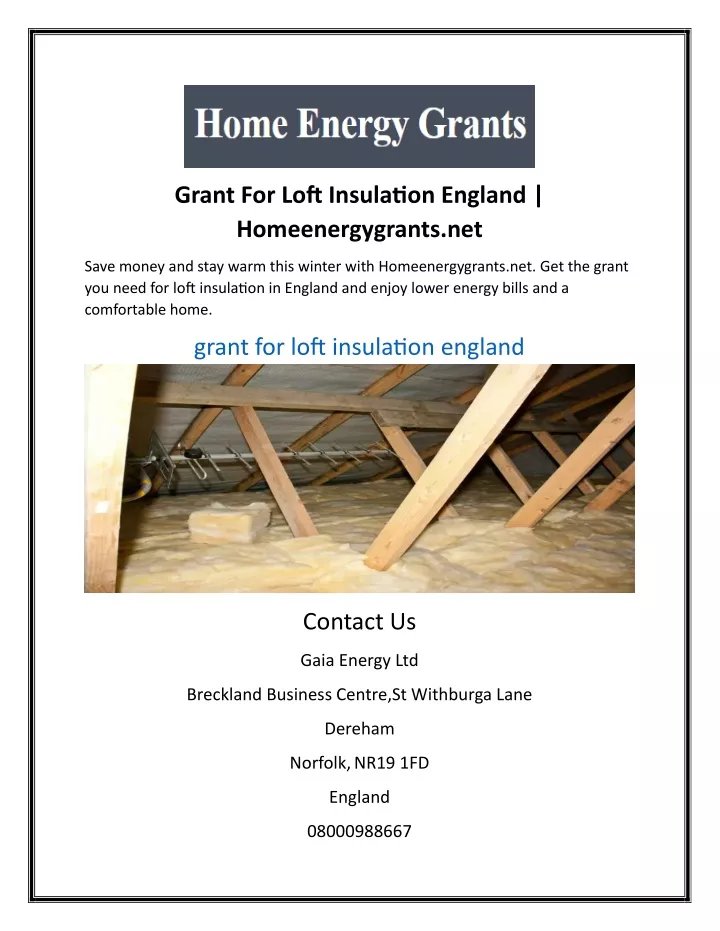 grant for loft insulation england