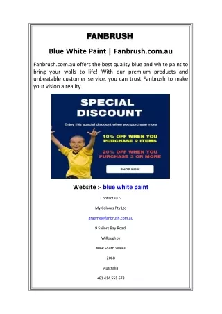 Blue White Paint Fanbrush.com.au