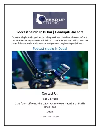 Podcast Studio In Dubai | Headupstudio.com