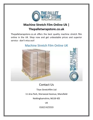Machine Stretch Film Online Uk | Thepalletwrapstore.co.uk