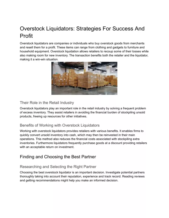 PPT The Potential Of Overstock Liquidators_ Strategies For Success