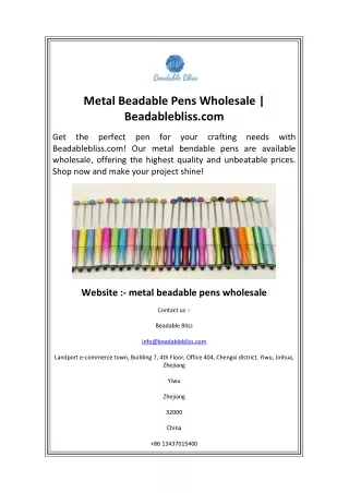 Metal Beadable Pens Wholesale  Beadablebliss.com