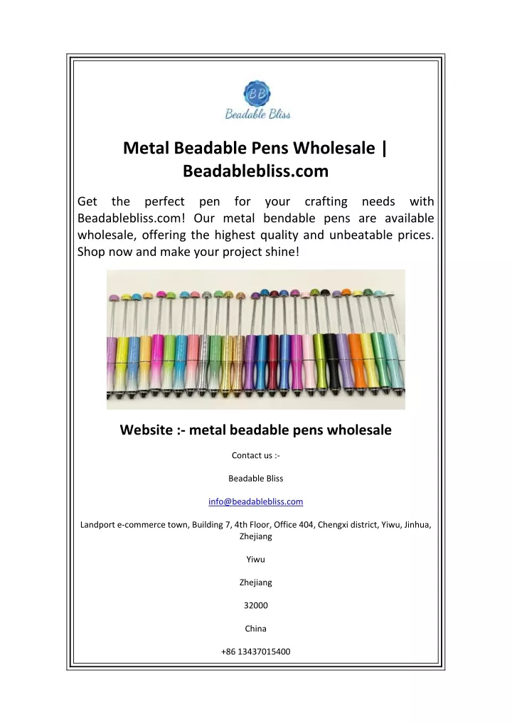 metal beadable pens wholesale beadablebliss com