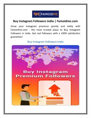 Buy Instagram Followers India  Famoidme
