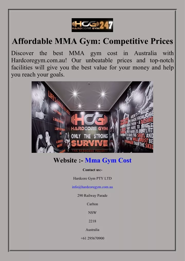 affordable mma gym competitive prices