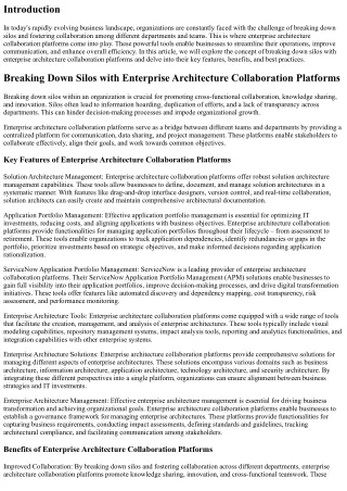 Breaking Down Silos with Enterprise Architecture Collaboration Platforms
