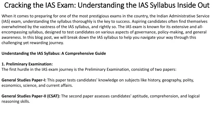 cracking the ias exam understanding the ias syllabus inside out