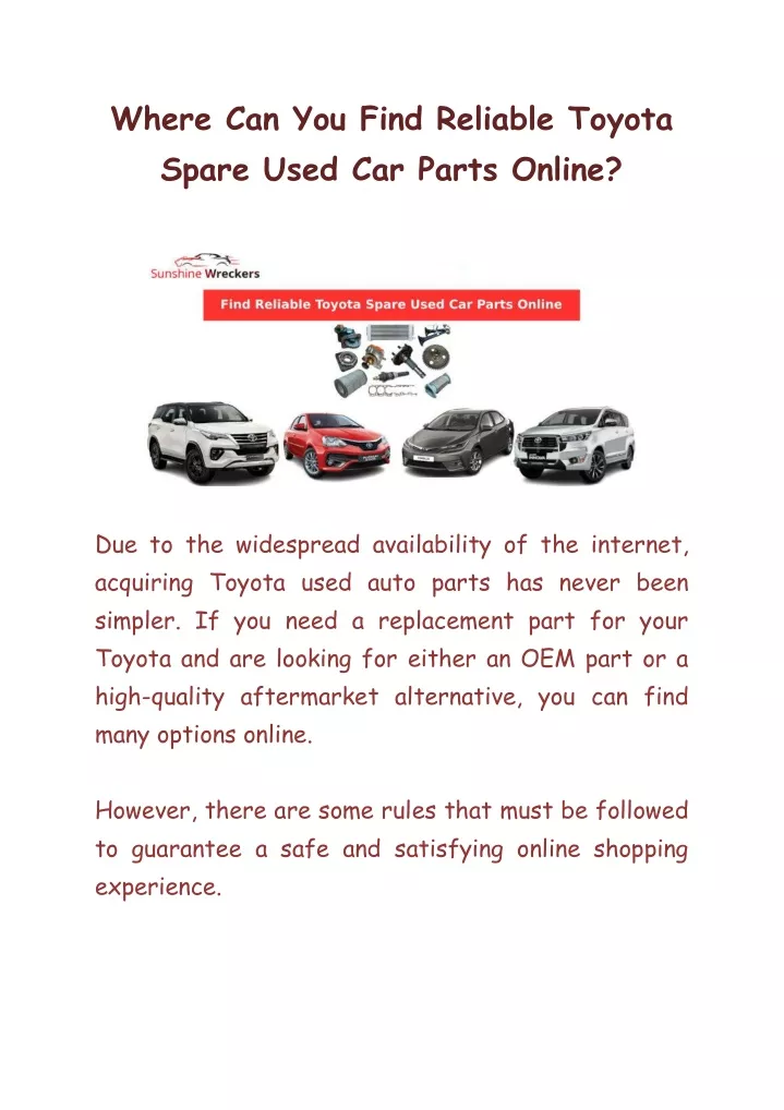 where can you find reliable toyota spare used