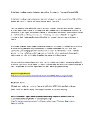 global upstream bioprocessing equipment market