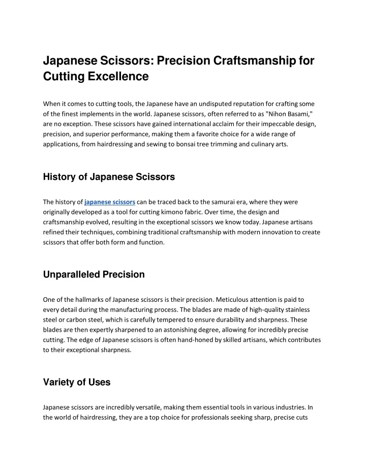 japanese scissors precision craftsmanship
