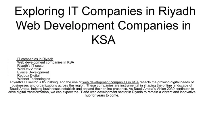 exploring it companies in riyadh web development