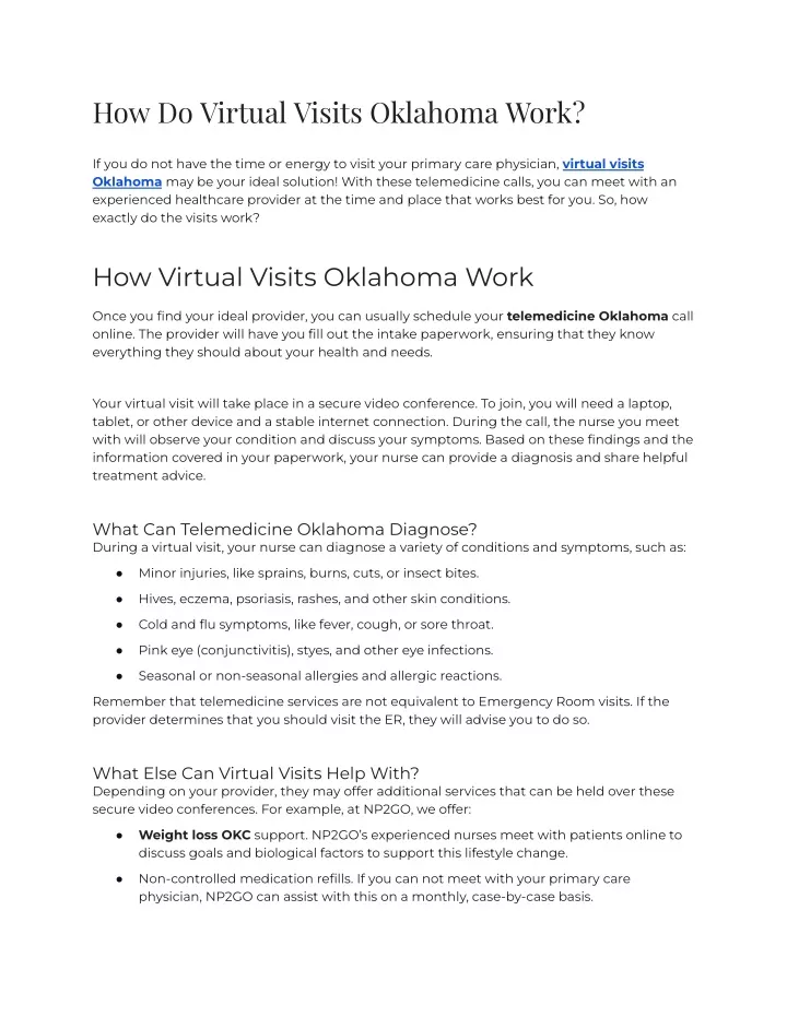 how do virtual visits oklahoma work