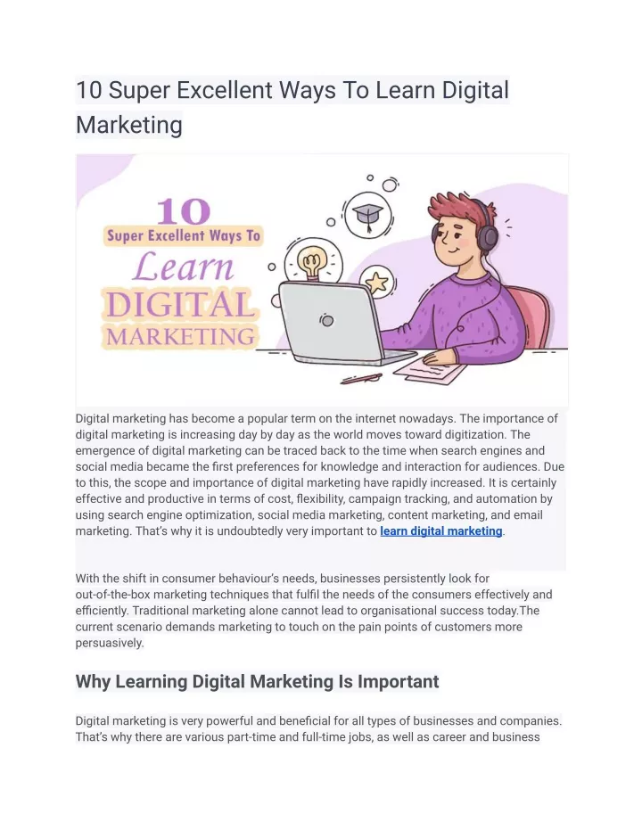 10 super excellent ways to learn digital marketing
