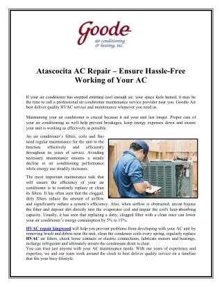 Atascocita AC Repair – Ensure Hassle-Free Working of Your AC