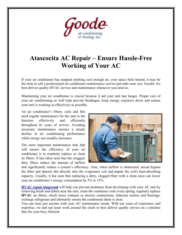 atascocita ac repair ensure hassle free working