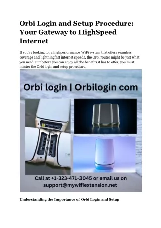 Orbi Login and Setup Procedure_ Your Gateway to HighSpeed Internet
