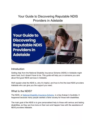 Your Guide to Discovering Reputable NDIS Providers in Adelaide