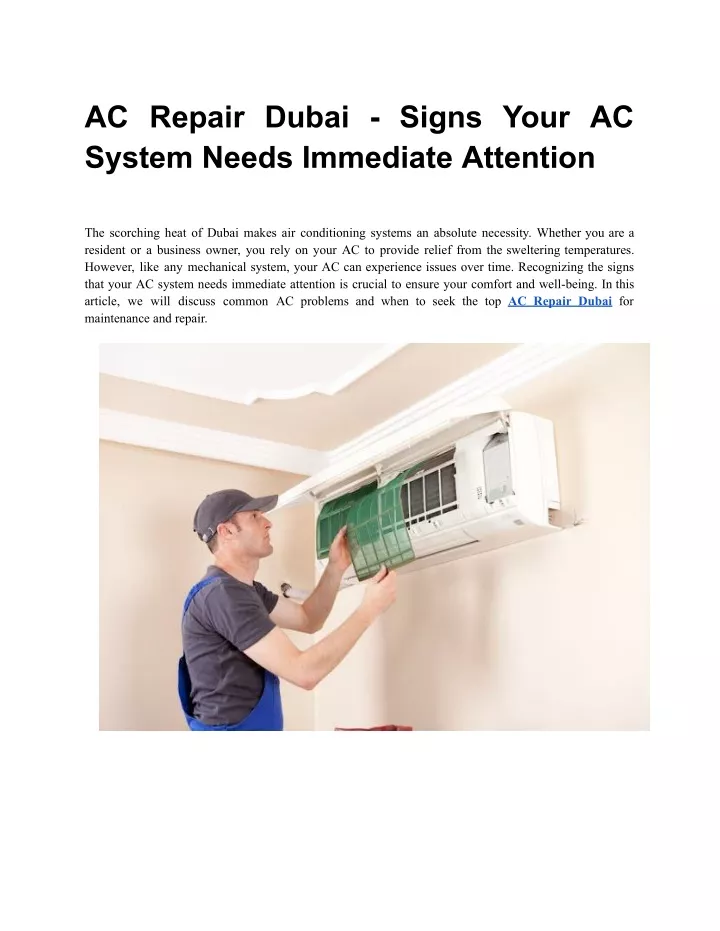 ac repair dubai signs your ac system needs