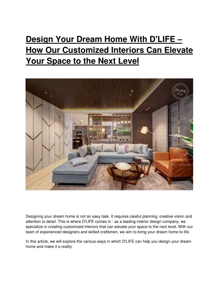 design your dream home with d life