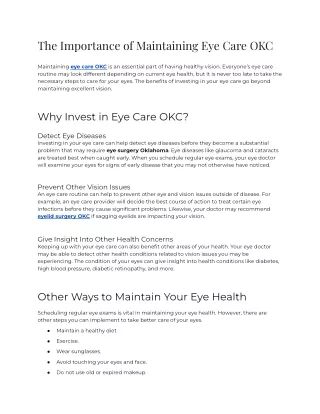 2023 - The Importance of Maintaining Eye Care OKC (1)