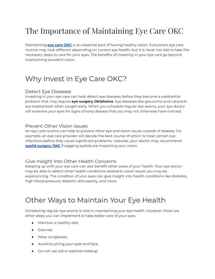 the importance of maintaining eye care okc