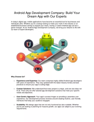 Android App Development Company Build Your Dream App with Our Experts